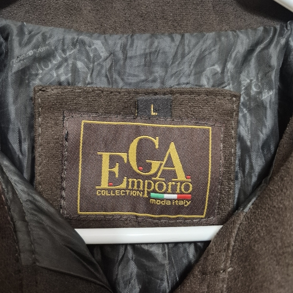 NWT EGA Emporio Women's Quiet Luxury Brown Faux Suede Belted Jacket Size L - Picture 3 of 13